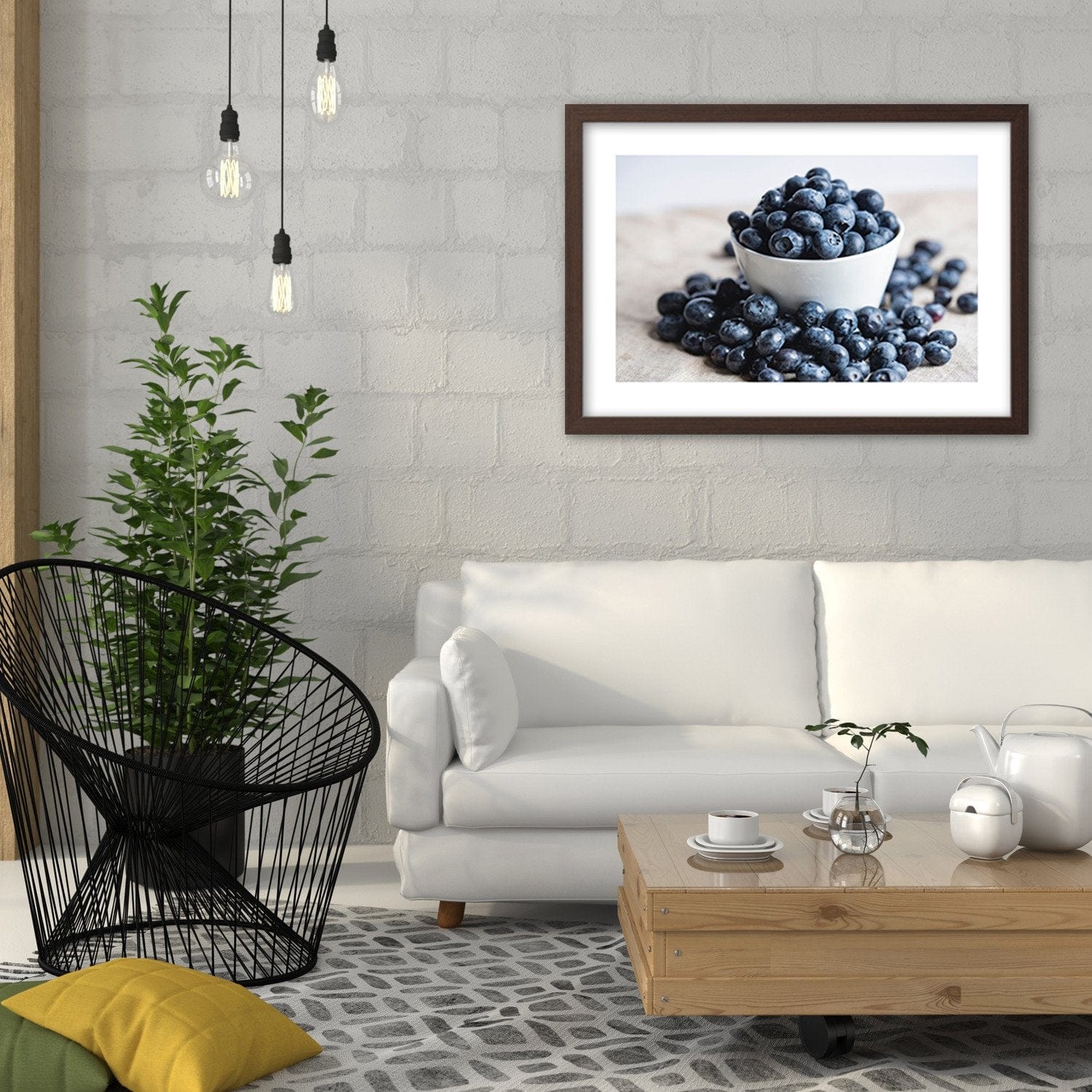 Glezna brūnā rāmī - Berries In A Bowl Home Trends DECO