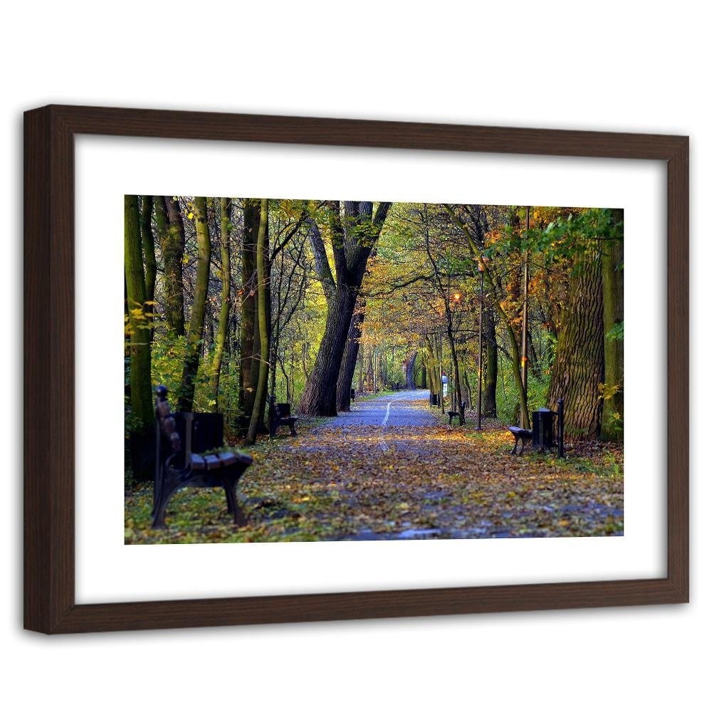 Glezna brūnā rāmī - Bike Path In The Park Home Trends DECO