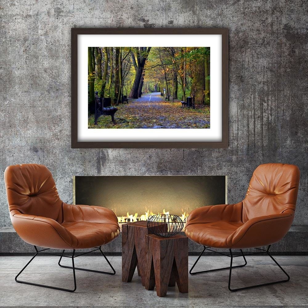 Glezna brūnā rāmī - Bike Path In The Park Home Trends DECO