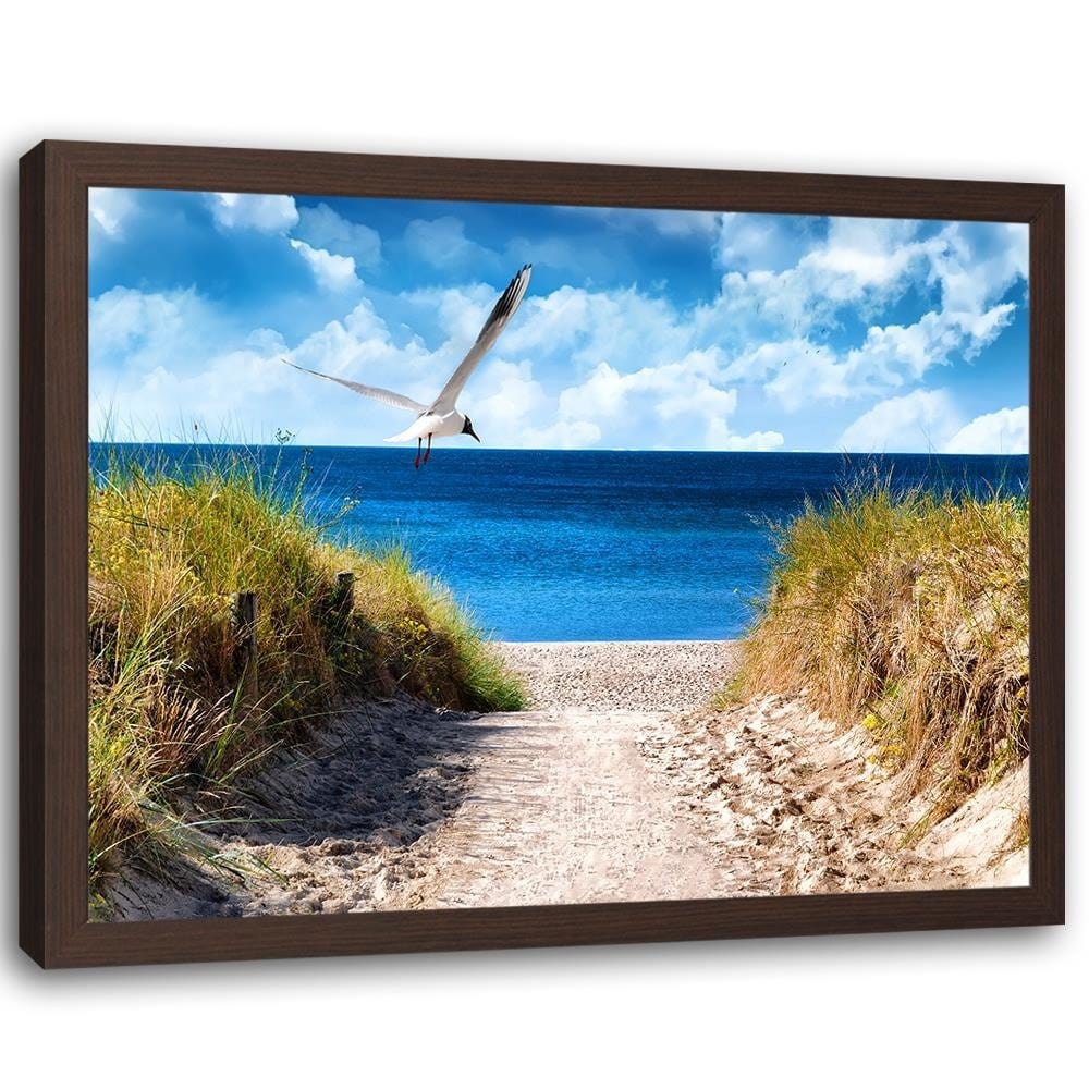 Glezna brūnā rāmī - Bird Above The Beach Home Trends DECO
