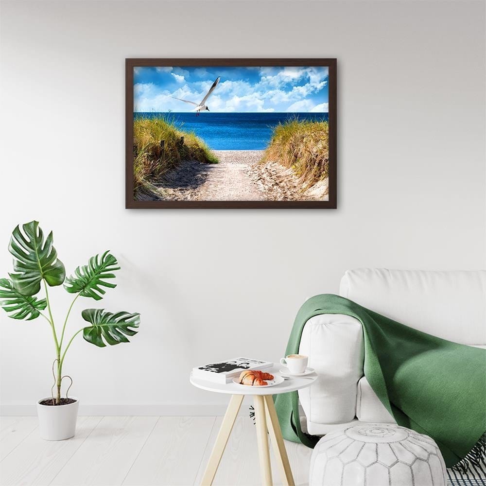 Glezna brūnā rāmī - Bird Above The Beach Home Trends DECO