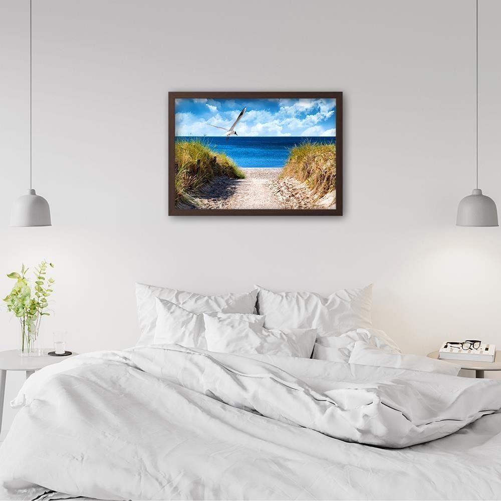 Glezna brūnā rāmī - Bird Above The Beach Home Trends DECO