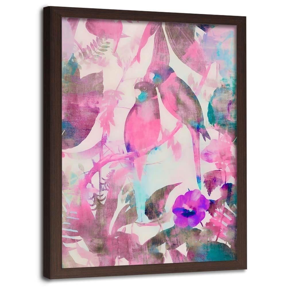 Glezna brūnā rāmī - Bird Courtship Home Trends DECO