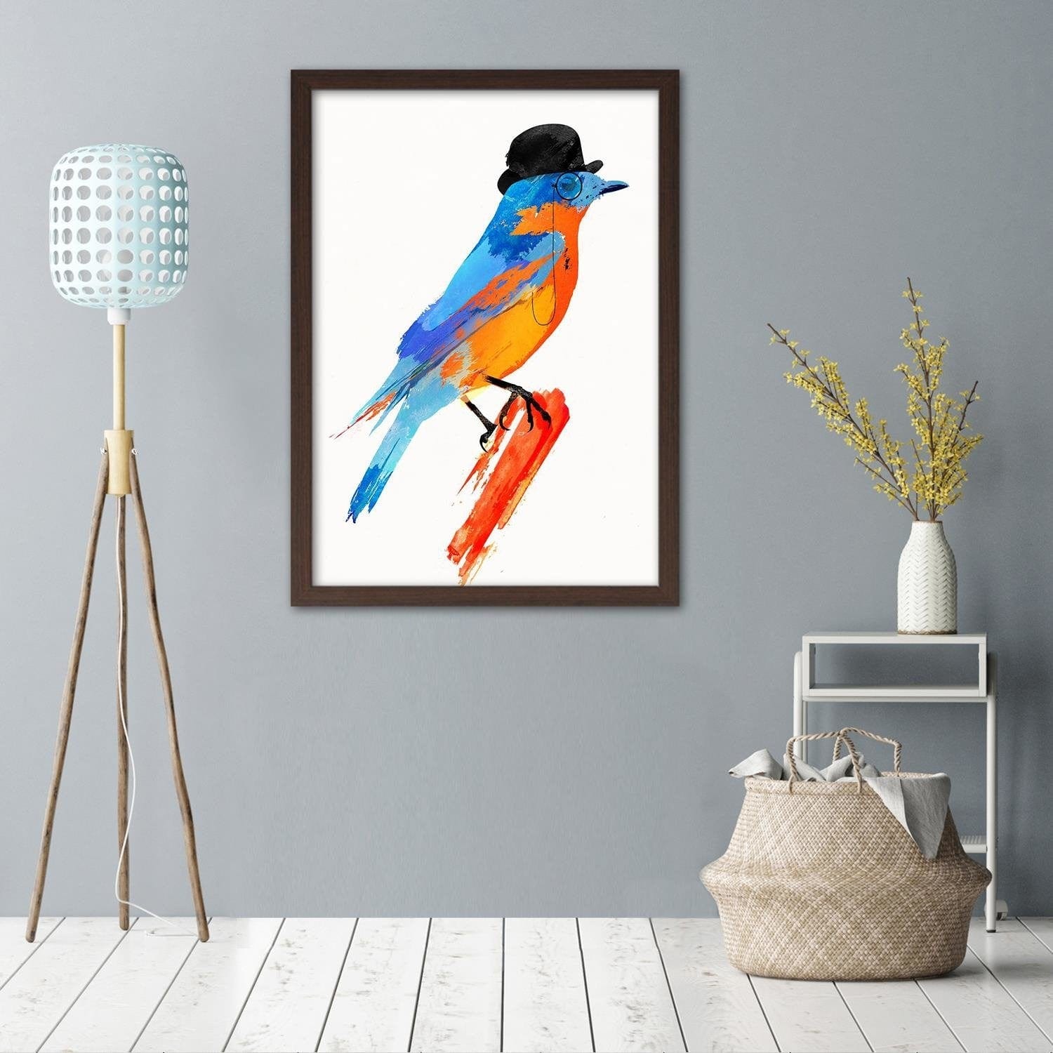 Glezna brūnā rāmī - Bird In A Bowler Hat  Home Trends DECO