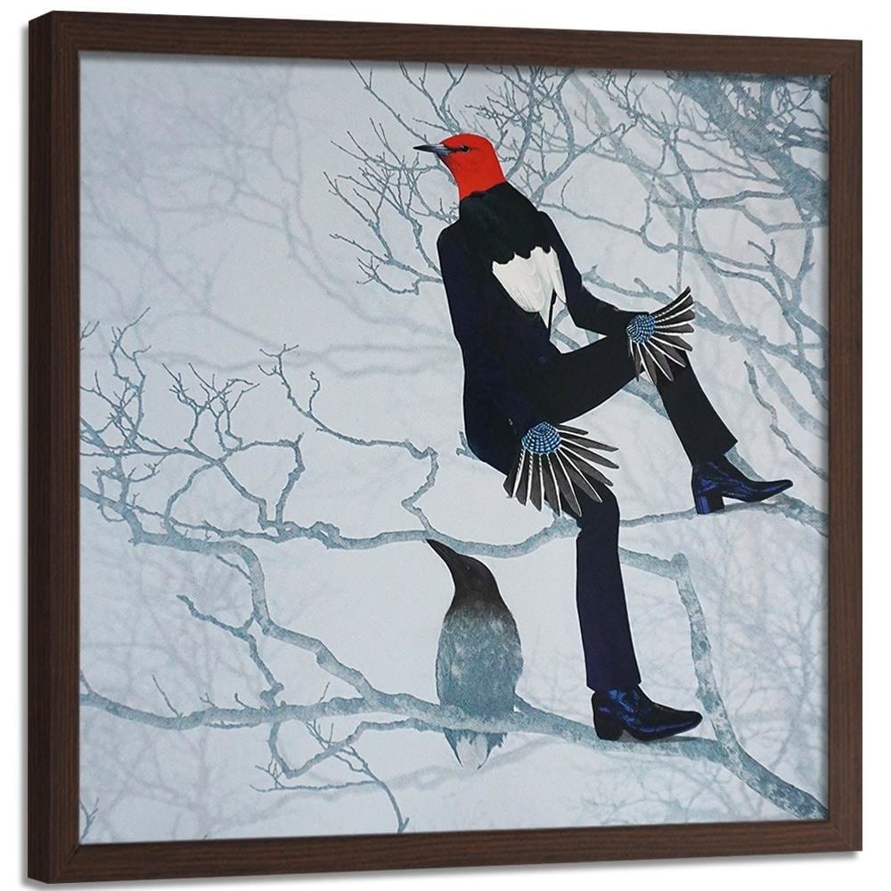 Glezna brūnā rāmī - Bird Man Home Trends DECO