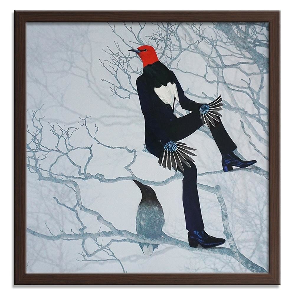 Glezna brūnā rāmī - Bird Man Home Trends DECO