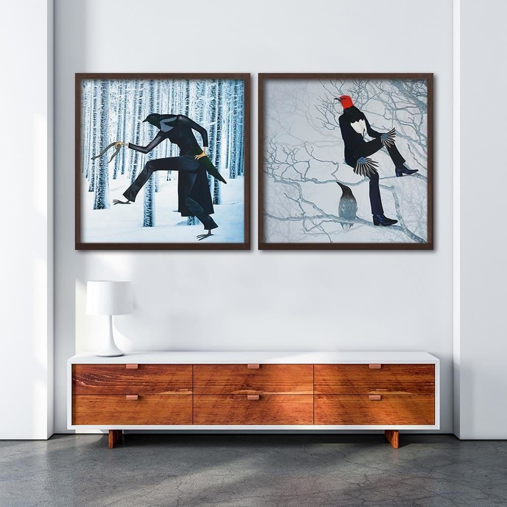 Glezna brūnā rāmī - Bird Man Home Trends DECO