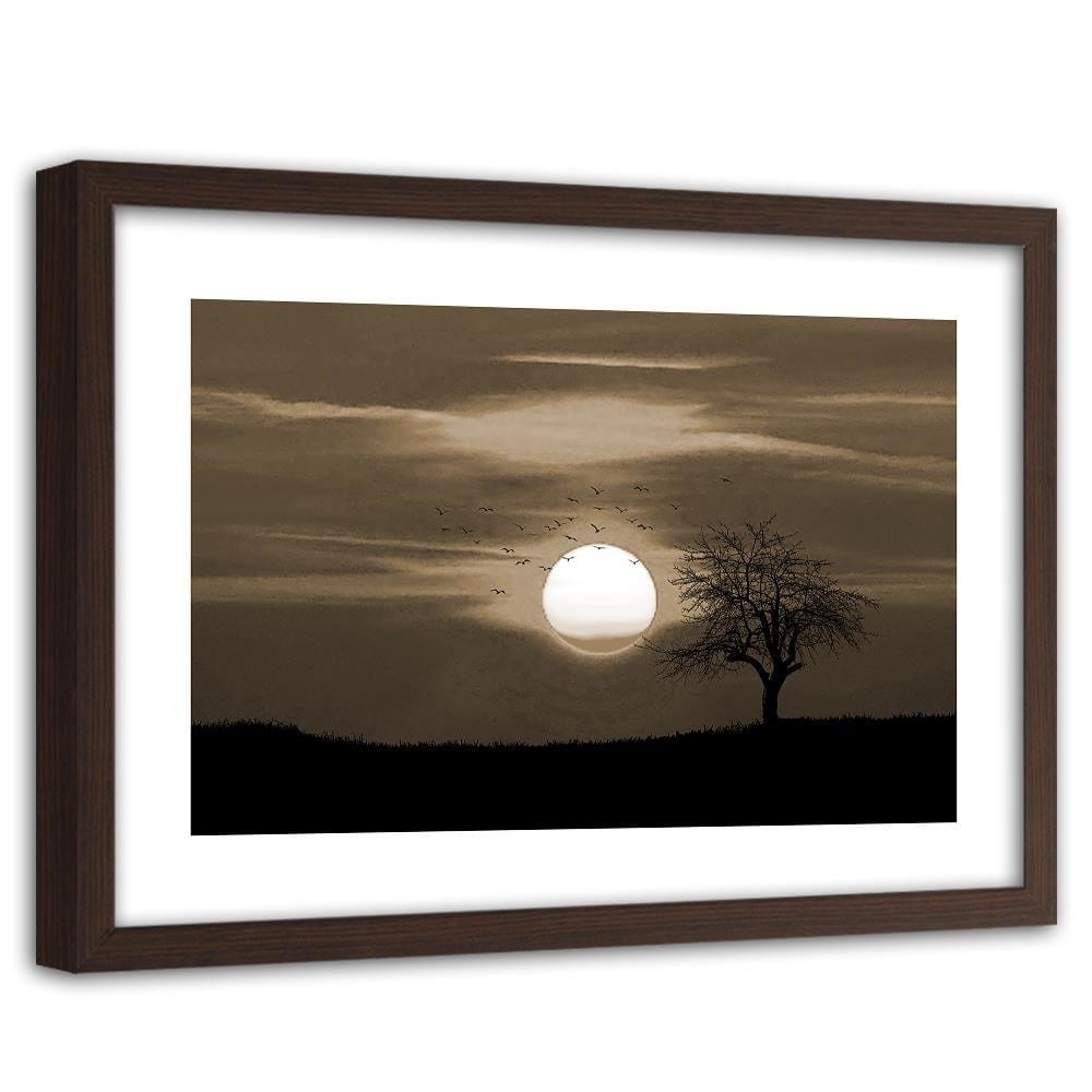 Glezna brūnā rāmī - Birds At Sunset 1 Home Trends DECO