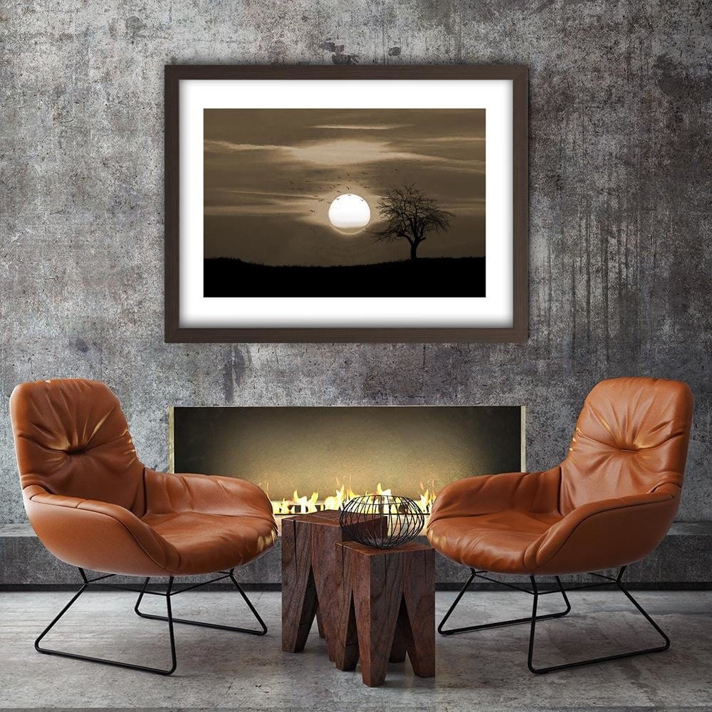 Glezna brūnā rāmī - Birds At Sunset 1 Home Trends DECO