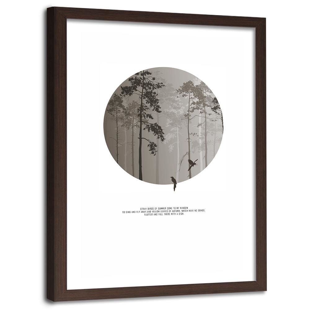 Glezna brūnā rāmī - Birds In The Forest Home Trends DECO