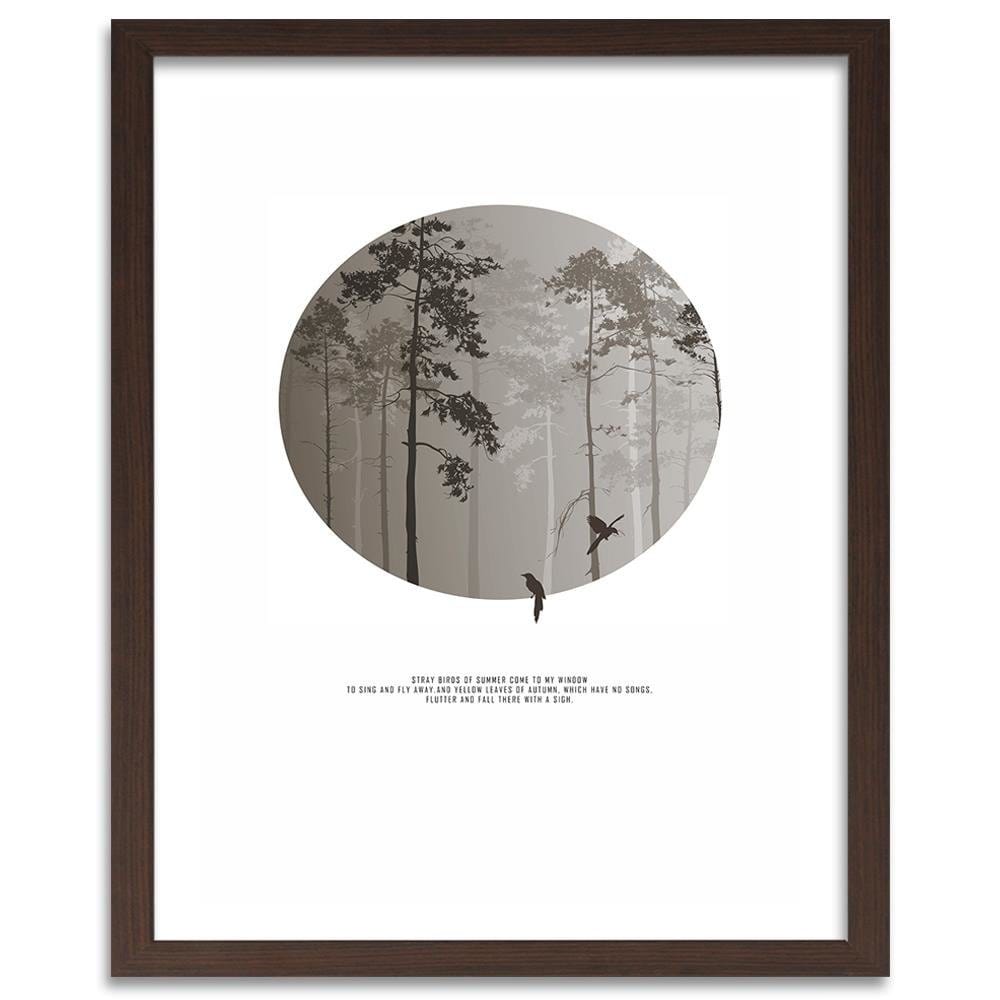 Glezna brūnā rāmī - Birds In The Forest Home Trends DECO