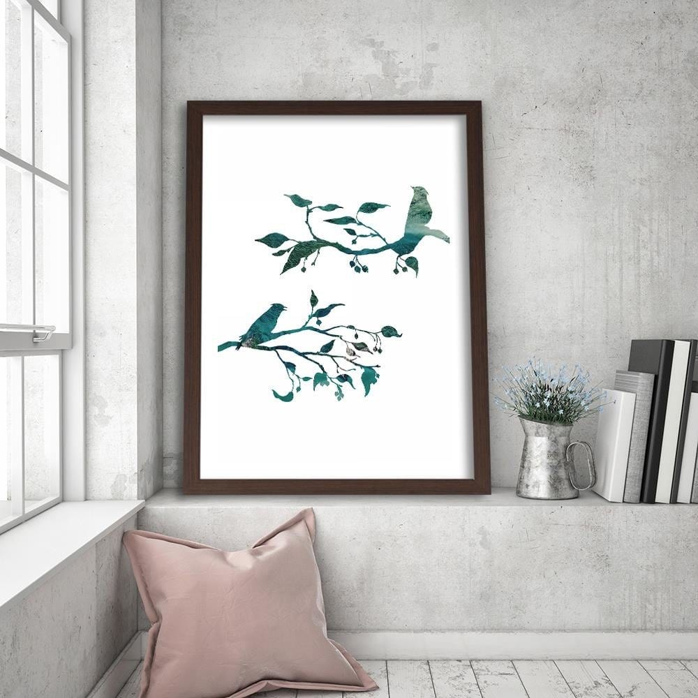 Glezna brūnā rāmī - Birds On Branches Home Trends DECO
