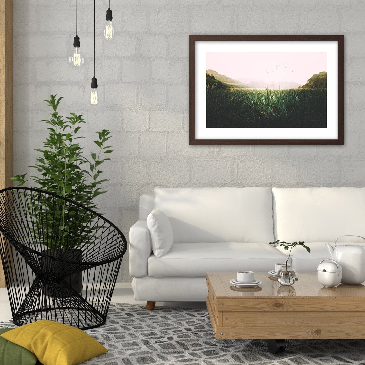Glezna brūnā rāmī - Birds On Wetlands Home Trends DECO
