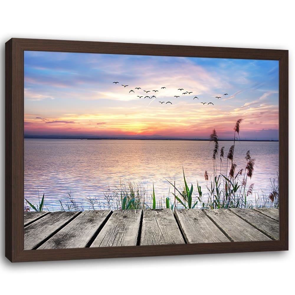 Glezna brūnā rāmī - Birds Over The Sea Home Trends DECO