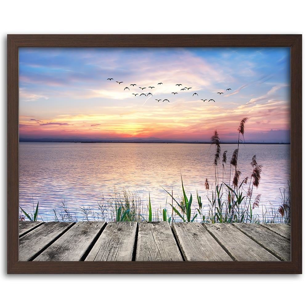 Glezna brūnā rāmī - Birds Over The Sea Home Trends DECO