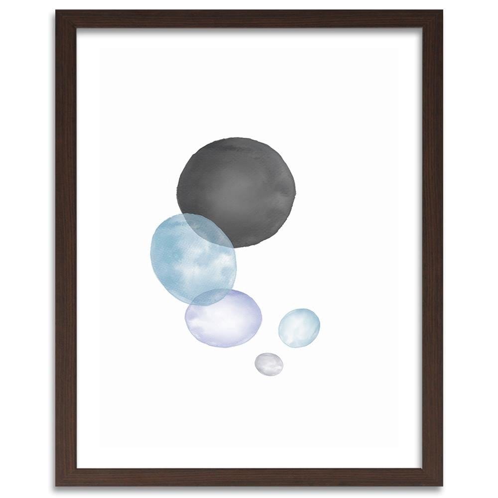 Glezna brūnā rāmī - Black And Blue Circles Home Trends DECO