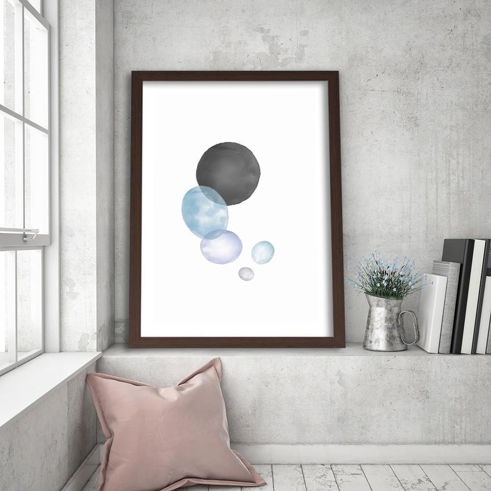 Glezna brūnā rāmī - Black And Blue Circles Home Trends DECO