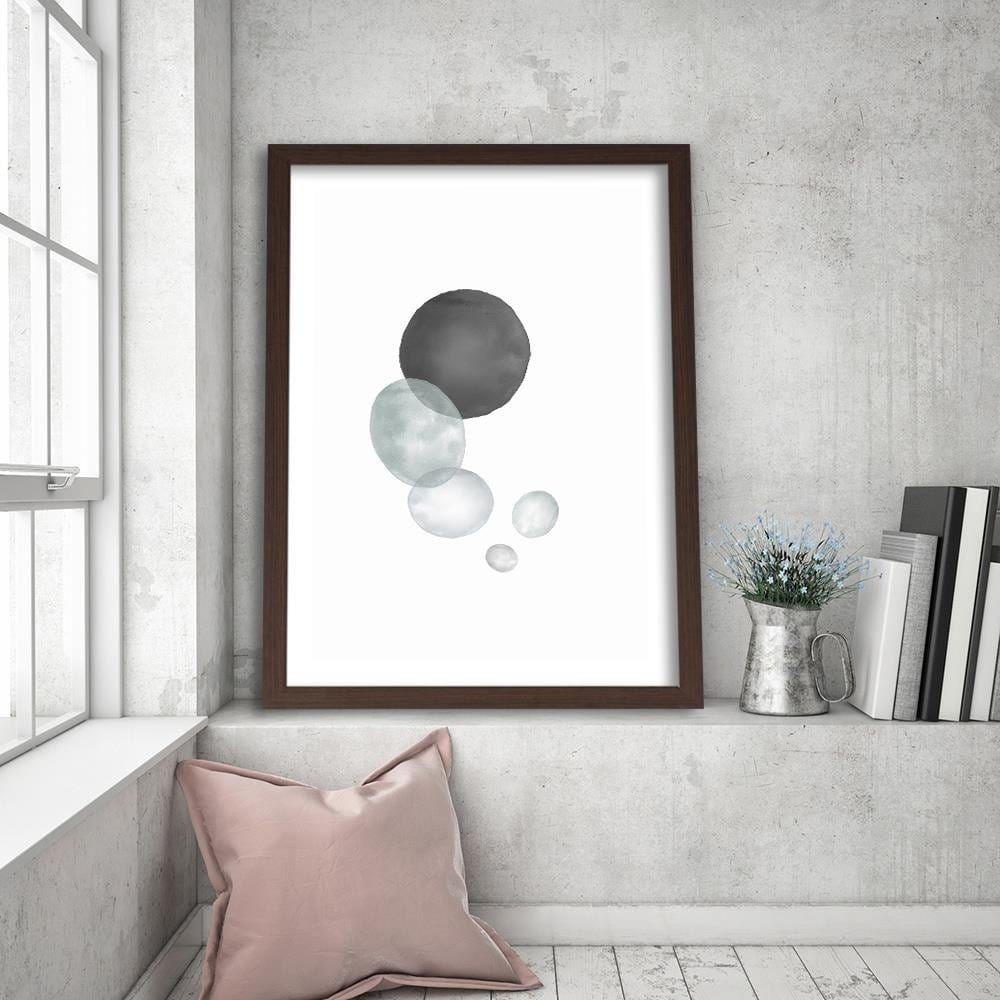 Glezna brūnā rāmī - Black And Gray Circles Home Trends DECO