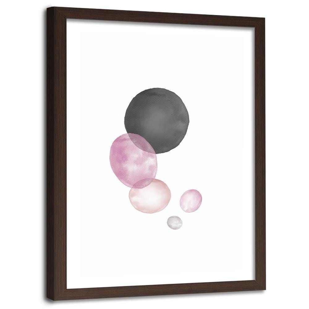 Glezna brūnā rāmī - Black And Pink Circles Home Trends DECO