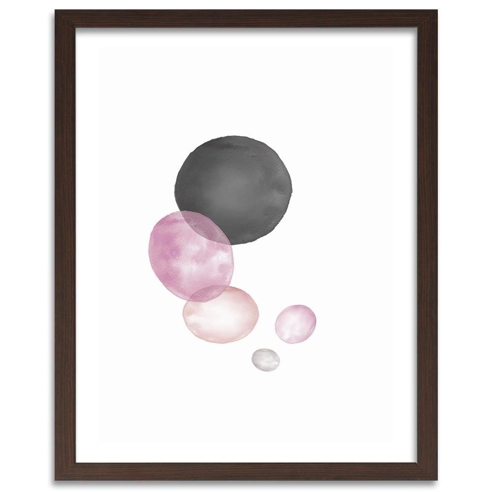 Glezna brūnā rāmī - Black And Pink Circles Home Trends DECO