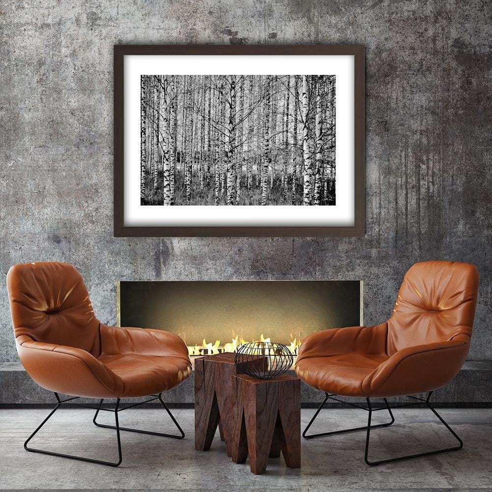 Glezna brūnā rāmī - Black And White Birch Home Trends DECO