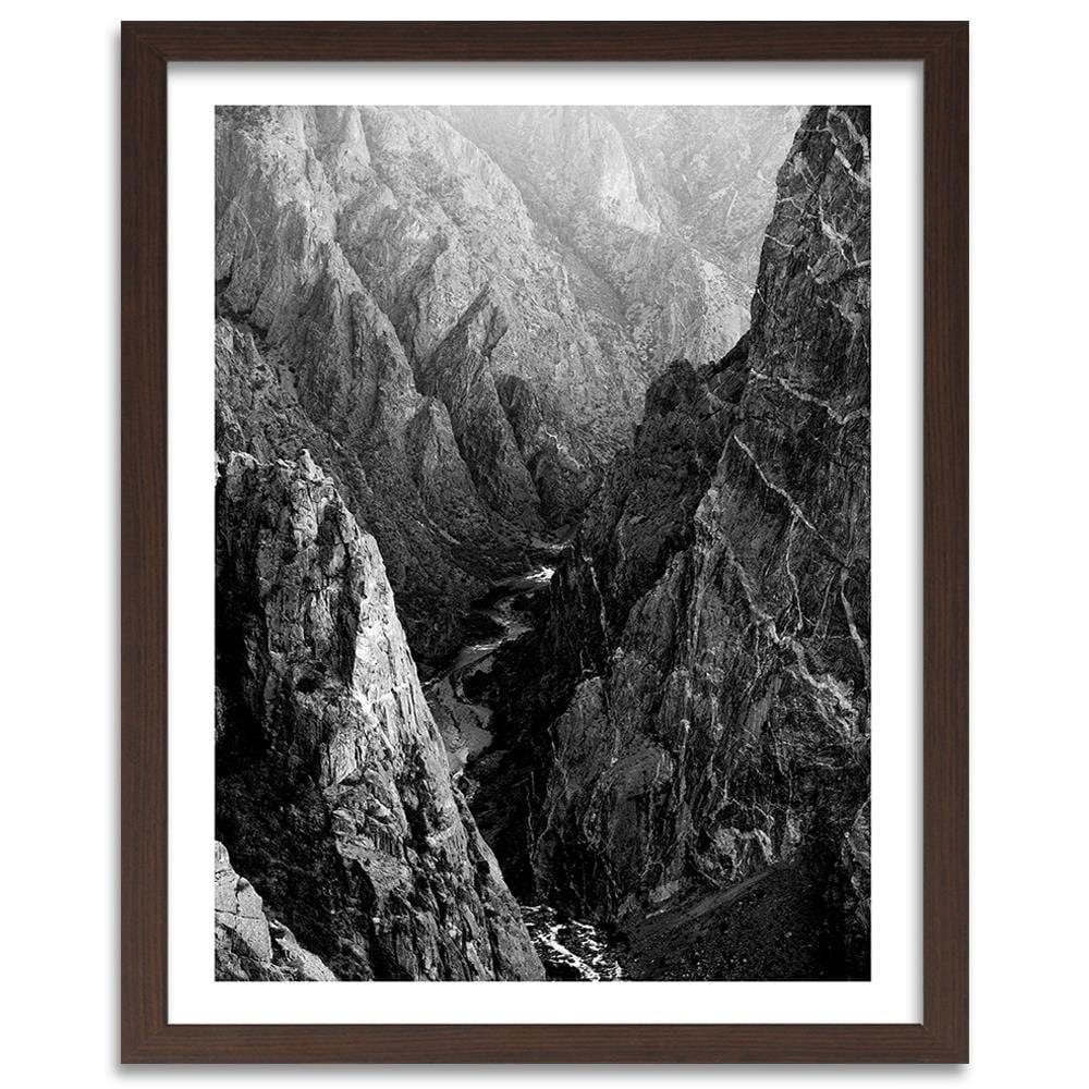 Glezna brūnā rāmī - Black And White Mountain Landscape Home Trends DECO