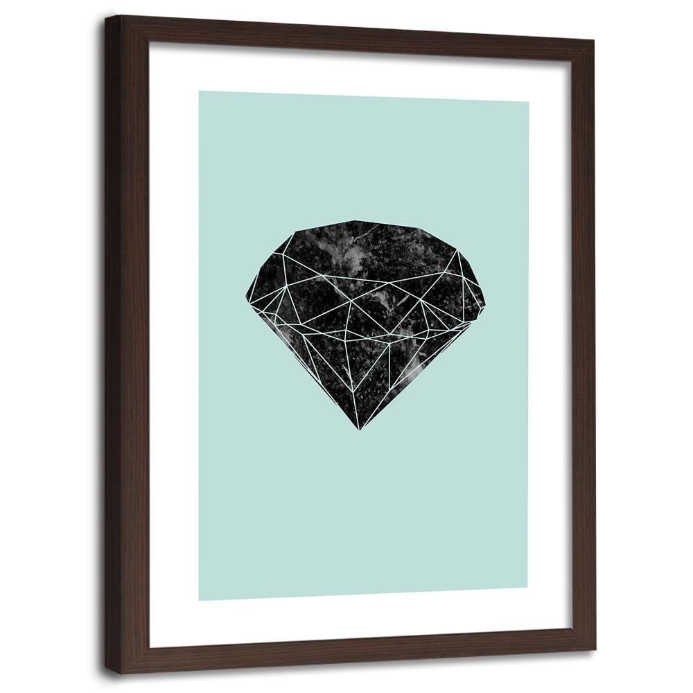 Glezna brūnā rāmī - Black Diamond On A Blue Background Home Trends DECO