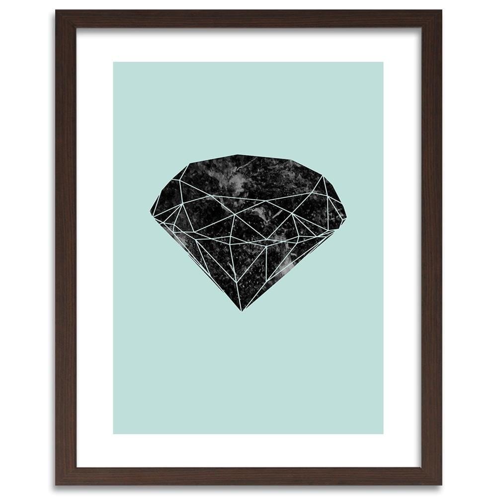 Glezna brūnā rāmī - Black Diamond On A Blue Background Home Trends DECO