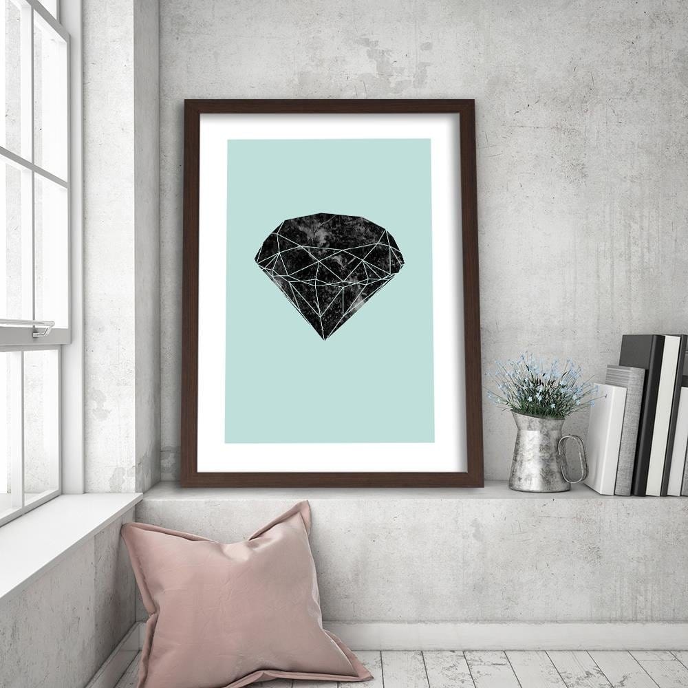 Glezna brūnā rāmī - Black Diamond On A Blue Background Home Trends DECO