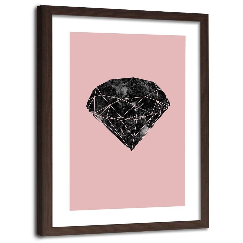 Glezna brūnā rāmī - Black Diamond On A Pink Background Home Trends DECO