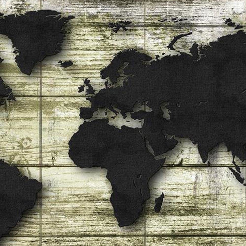 Glezna brūnā rāmī - Black World Map On The Boards Home Trends DECO