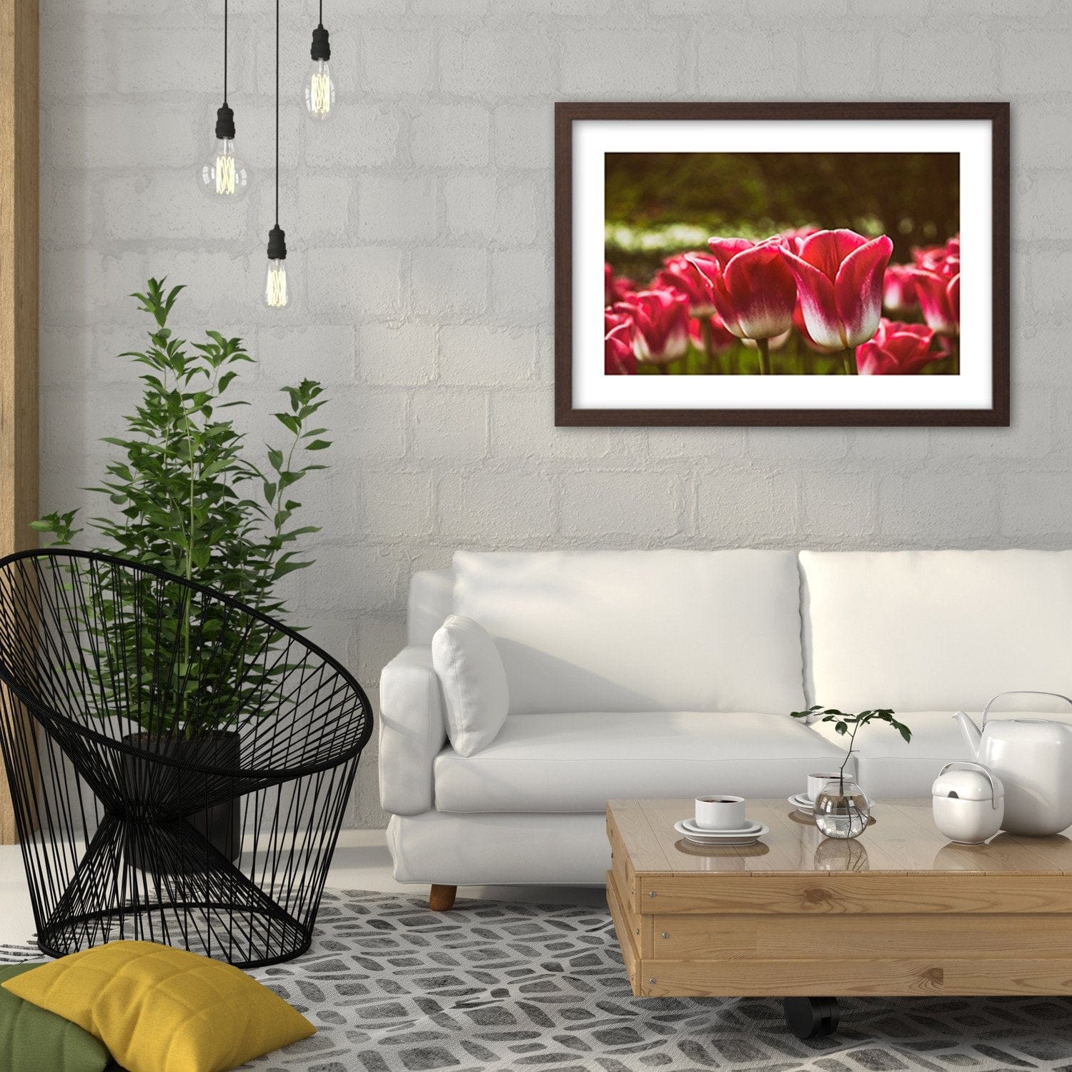 Glezna brūnā rāmī - Blooming Tulip Home Trends DECO