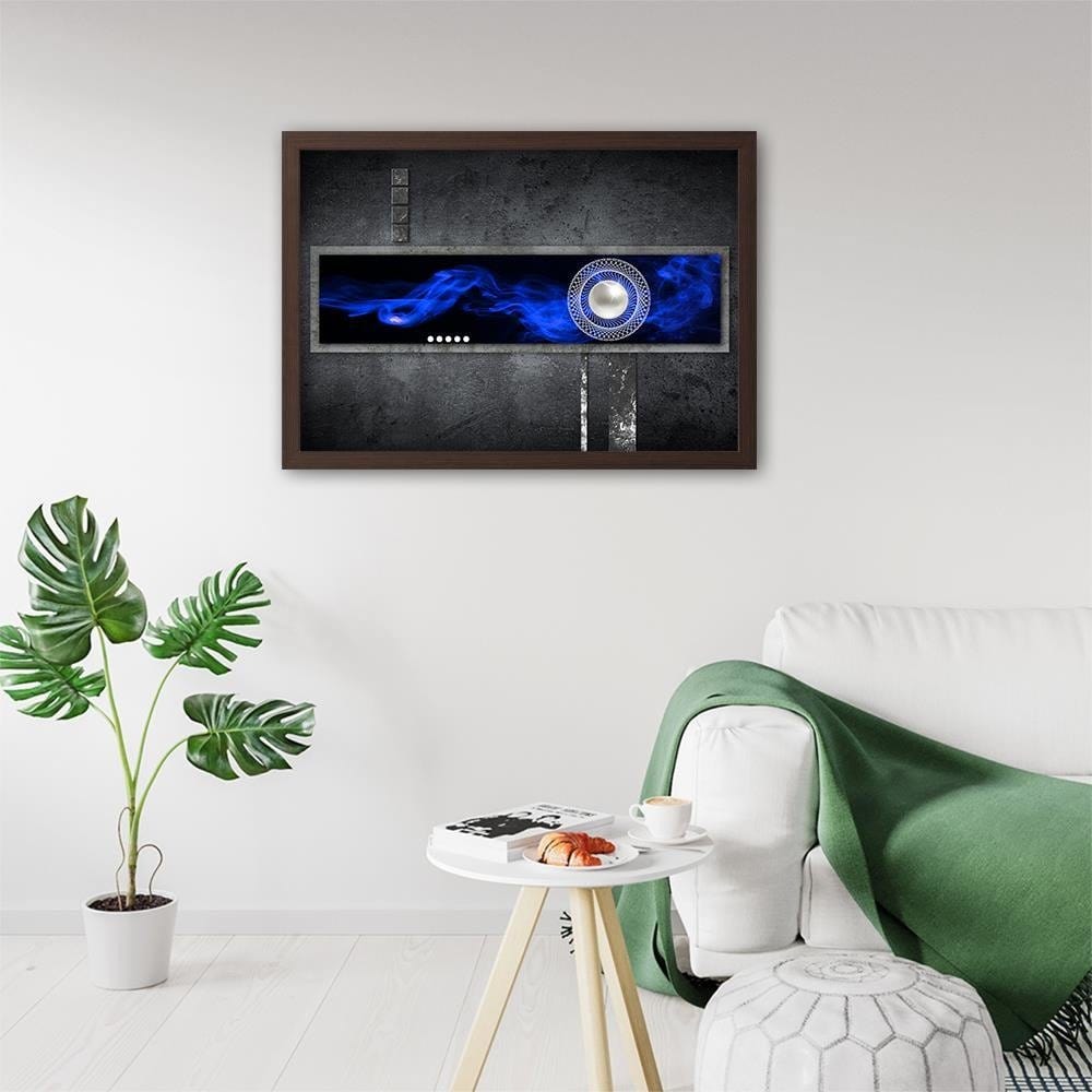 Glezna brūnā rāmī - Blue Abstraction Home Trends DECO