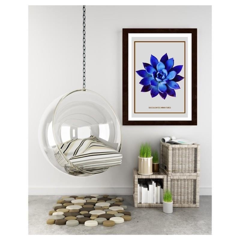 Glezna brūnā rāmī - Blue cactus 3 Home Trends DECO