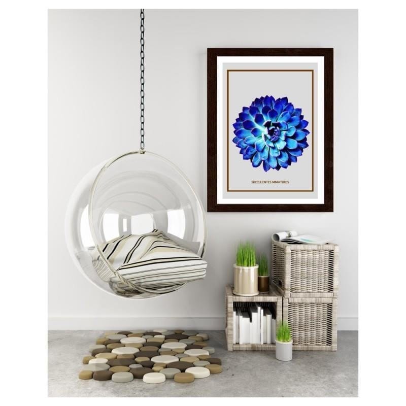 Glezna brūnā rāmī - Blue cactus 4 Home Trends DECO