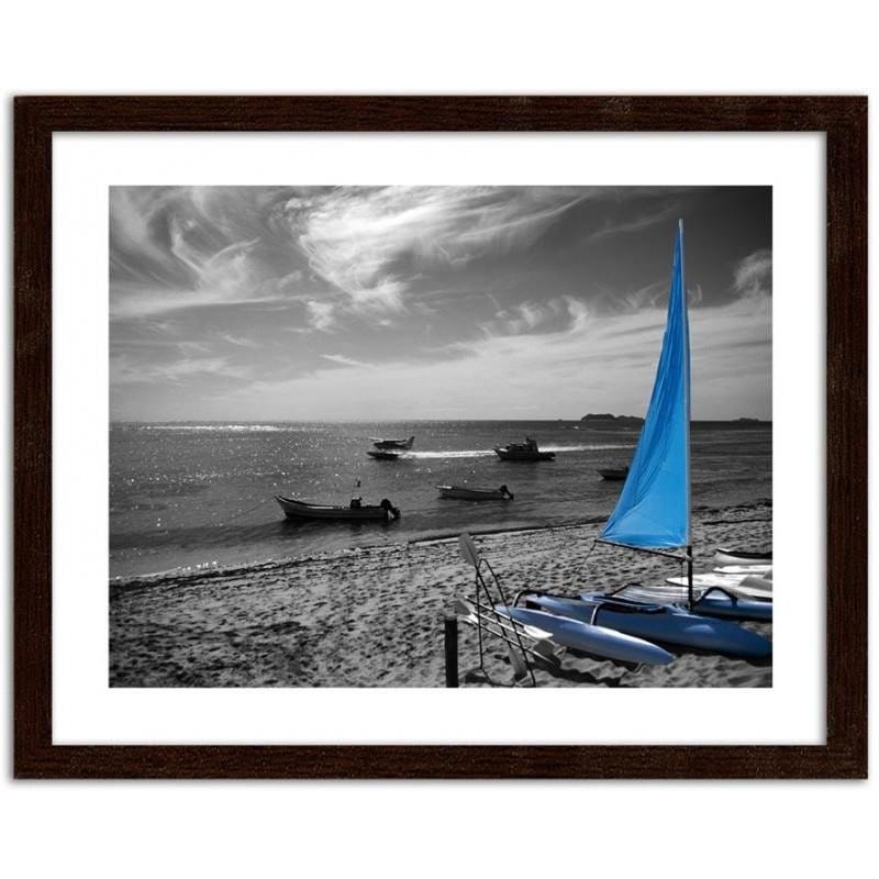 Glezna brūnā rāmī - Blue catamaran Home Trends DECO