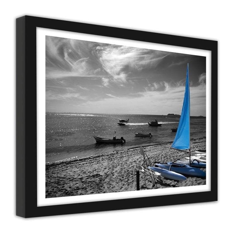 Glezna brūnā rāmī - Blue catamaran Home Trends DECO