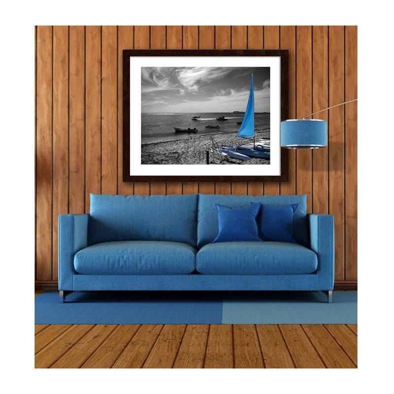 Glezna brūnā rāmī - Blue catamaran Home Trends DECO