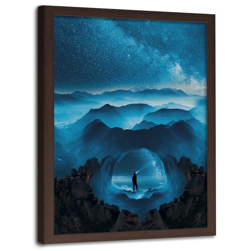 Glezna brūnā rāmī - Blue Rocks And Man Home Trends DECO