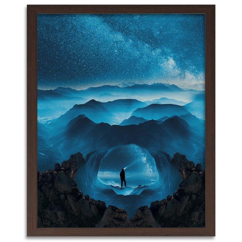 Glezna brūnā rāmī - Blue Rocks And Man Home Trends DECO