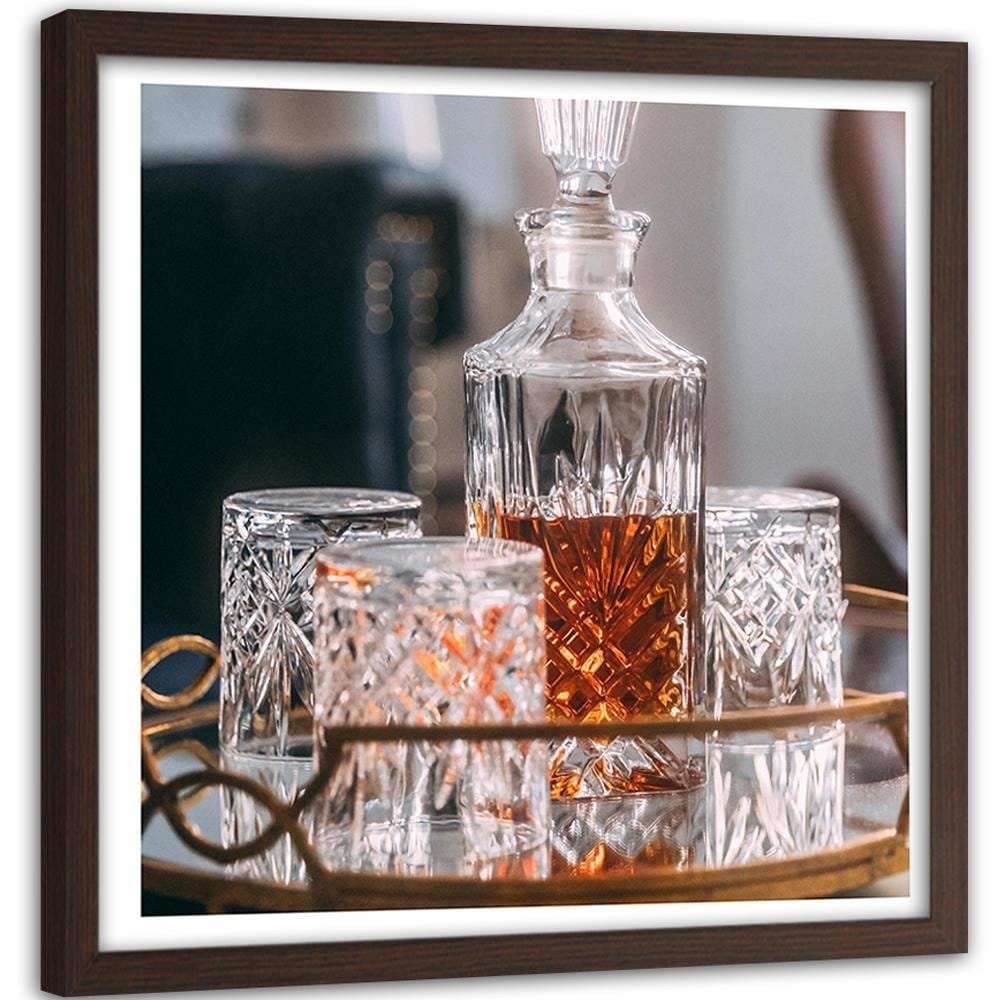 Glezna brūnā rāmī - Bottle And Glasses Home Trends DECO