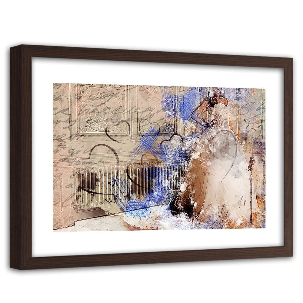 Glezna brūnā rāmī - Bride Abstraction Home Trends DECO