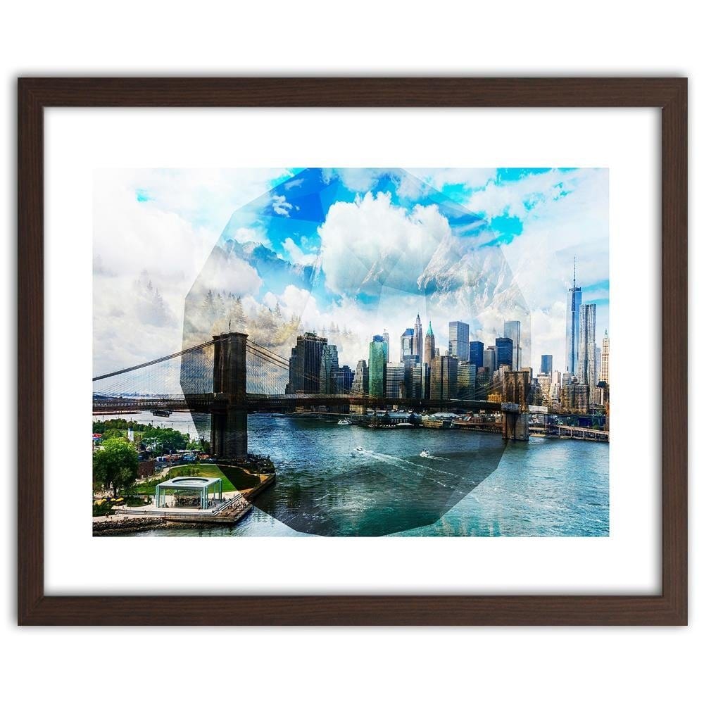 Glezna brūnā rāmī - Bridge In New York City 1 Home Trends DECO