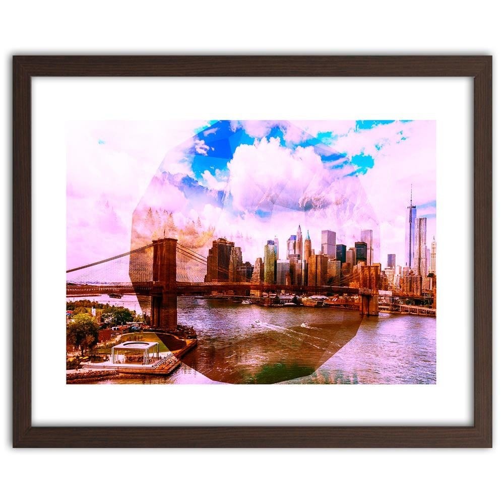Glezna brūnā rāmī - Bridge In New York City 2 Home Trends DECO