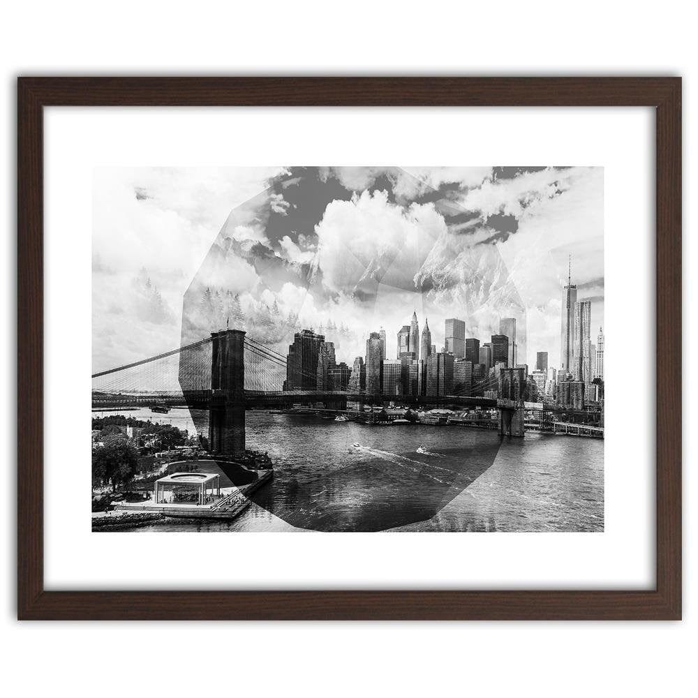 Glezna brūnā rāmī - Bridge In New York City 3 Home Trends DECO