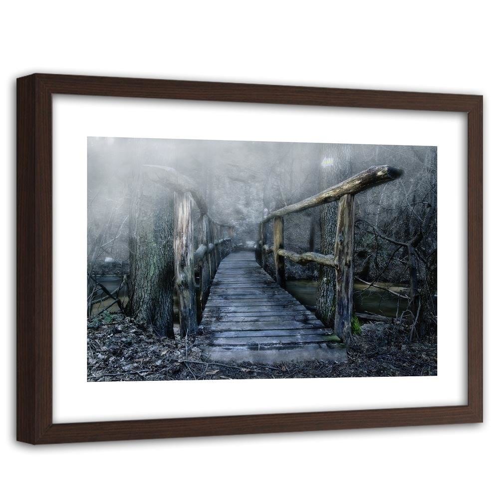 Glezna brūnā rāmī - Bridge In The Fog Home Trends DECO