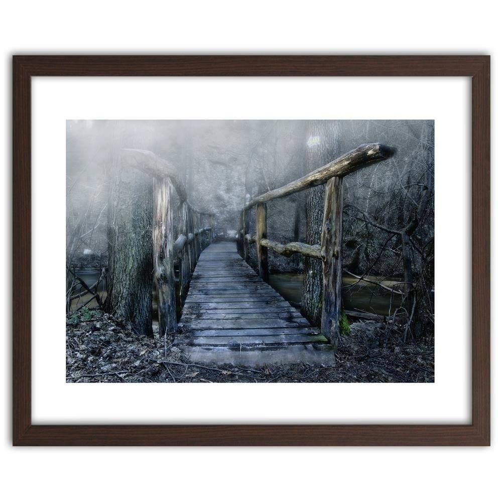 Glezna brūnā rāmī - Bridge In The Fog Home Trends DECO