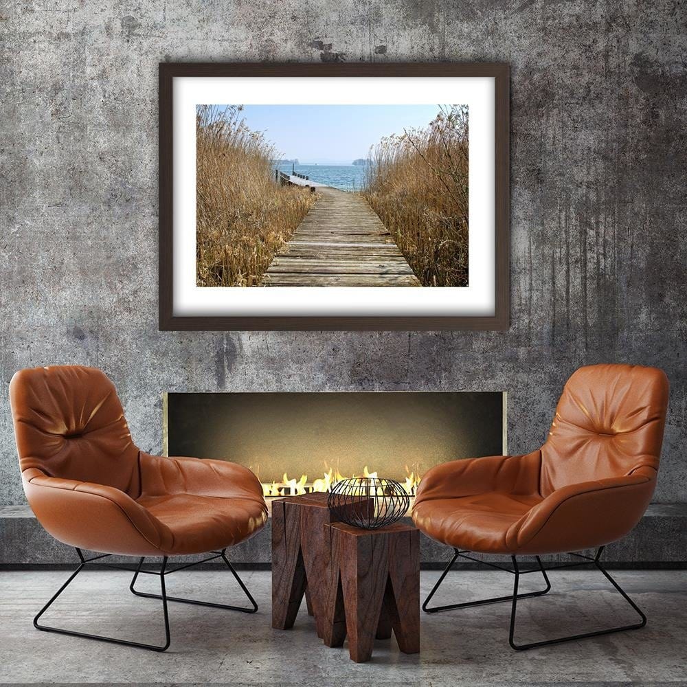 Glezna brūnā rāmī - Bridge In The Reeds Home Trends DECO