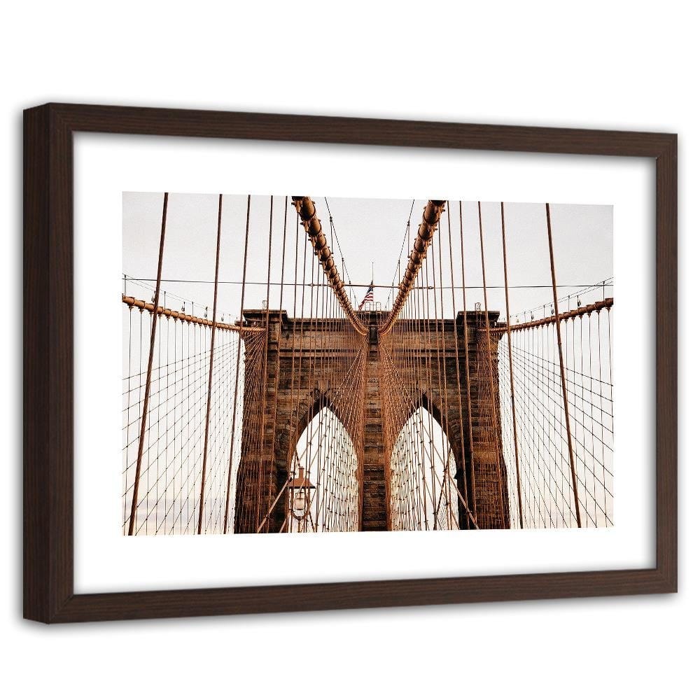 Glezna brūnā rāmī - Brooklyn Bridge In New York City Home Trends DECO