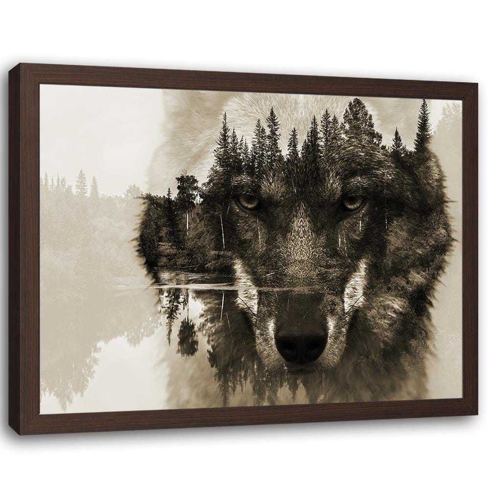Glezna brūnā rāmī - Brown Wolf Home Trends DECO